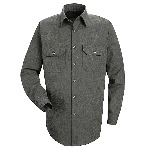 Heathered Poplin Long Sleeve Shirt