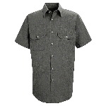 Heathered Poplin Short Sleeve Shirt
