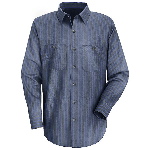 Long Sleeve Industrial Stripe Poplin Work Shirt
