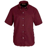 Ladies Short Sleeve Button-Down Poplin Shirt