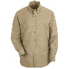Red Kap Mens Long Sleeve Button-Down Poplin Shirt Khaki
