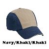 Otto Cap Superior Garment Washed Cotton Twill Sandwich Visor Low Profile Pro Style Two Tone Color Caps Navy/Khaki/Khaki