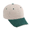 Otto Cap Superior Garment Washed Cotton Twill Sandwich Visor Low Profile Pro Style Two Tone Color Caps Dark Green/Khaki/Khaki