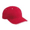 Otto Cap Brushed Bull Denim Sandwich Visor Low Profile Pro Style Caps Red/White