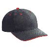 Otto Cap Brushed Bull Denim Sandwich Visor Low Profile Pro Style Caps Black/Red
