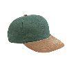Otto Cap Suede Visor Bull Denim Low Profile Pro Style Two Tone Color Caps Caramel/Dark Green