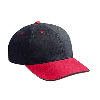 Otto Cap Brushed Bull Denim Sandwich Visor Low Profile Pro Style Two Tone Color Caps Red/Black/Black
