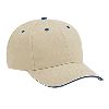 Otto Cap Brushed Cotton Twill Sandwich Visor Low Profile Pro Style Caps Khaki/Navy
