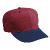 Otto Cap Brushed Bull Denim Pro Style Two Tone Color Caps Navy/Burgundy Maroon