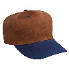 Otto Cap Brushed Bull Denim Pro Style Two Tone Color Caps Navy/Dark Caramel