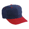 Otto Cap Brushed Bull Denim Pro Style Two Tone Color Caps Red/Navy