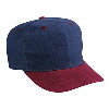 Otto Cap Brushed Bull Denim Pro Style Two Tone Color Caps Burgundy Maroon/Navy