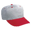 Otto Cap Brushed Bull Denim Pro Style Two Tone Color Caps Red/Gray