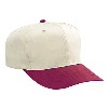 Otto Cap Cotton Twill Pro Style Two Tone Color Caps Burgundy Maroon/Natural