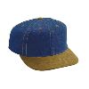 Otto Cap Suede Visor Brushed Denim Pro Style Two Tone Color Cap Caramel/Navy