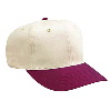 Otto Cap Natural Cotton Twill Pro Style Two Tone Color Caps Burgundy Maroon/Natural