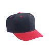 Otto Cap Brushed Bull Denim Low Crown Pro Style Two Tone Color Caps Red/Black
