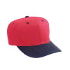 Otto Cap Brushed Bull Denim Low Crown Pro Style Two Tone Color Caps Black/Red