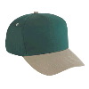 Otto Cap Cotton Twill Five Panel Pro Style Two Tone Color Caps Khaki/Dark Green/Dark Green