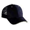 Otto Cap Brushed Bull Denim Sandwich Visor Low Profile Pro Style Mesh Back Caps Navy/Khaki