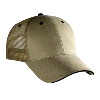 Otto Cap Brushed Bull Denim Sandwich Visor Low Profile Pro Style Mesh Back Caps Khaki/Black