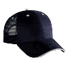 Otto Cap Brushed Bull Denim Sandwich Visor Low Profile Pro Style Mesh Back Caps Navy/White
