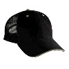Otto Cap Brushed Bull Denim Sandwich Visor Low Profile Pro Style Mesh Back Caps Black/Khaki