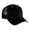 Otto Cap Brushed Bull Denim Sandwich Visor Low Profile Pro Style Mesh Back Caps Black/White