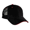 Otto Cap Brushed Bull Denim Sandwich Visor Low Profile Pro Style Mesh Back Caps Black/Red
