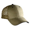 Otto Cap Brushed Bull Denim Sandwich Visor Low Profile Pro Style Mesh Back Caps Khaki/Navy