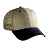 Otto Cap Brushed Bull Denim Sandwich Visor Low Profile Pro Style Mesh Back Two Tone Color Caps Navy/Khaki/Khaki