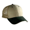 Otto Cap Brushed Bull Denim Sandwich Visor Low Profile Pro Style Mesh Back Two Tone Color Caps Dark Green/Khaki/Khaki