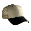 Otto Cap Brushed Bull Denim Sandwich Visor Low Profile Pro Style Mesh Back Two Tone Color Caps Black/Khaki/Khaki
