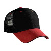 Otto Cap Brushed Bull Denim Sandwich Visor Low Profile Pro Style Mesh Back Two Tone Color Caps Red/Black/Black