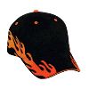 Otto Cap Flame Pattern Brushed Cotton Twill Sandwich Visor Low Profile Pro Style Two Tone Color Caps Black/Combination/Burnt Orange