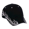 Otto Cap Flame Pattern Brushed Cotton Twill Sandwich Visor Low Profile Pro Style Two Tone Color Caps Black/Gray/Gray