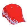Otto Cap Flame Pattern Brushed Cotton Twill Sandwich Visor Low Profile Pro Style Two Tone Color Caps Red/White/White