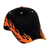 Otto Cap Flame Pattern Brushed Cotton Twill Sandwich Visor Low Profile Pro Style Two Tone Color Caps Black/Burnt Orange/Burnt Orange