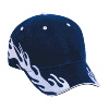 Otto Cap Flame Pattern Brushed Cotton Twill Sandwich Visor Low Profile Pro Style Two Tone Color Caps Navy/White/White