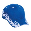 Otto Cap Flame Pattern Brushed Cotton Twill Sandwich Visor Low Profile Pro Style Two Tone Color Caps Royal/White/White