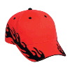 Otto Cap Flame Pattern Brushed Cotton Twill Sandwich Visor Low Profile Pro Style Two Tone Color Caps Red/Black/Black