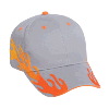 Otto Cap Flame Pattern Brushed Cotton Twill Sandwich Visor Low Profile Pro Style Two Tone Color Caps Gray/Combination/Burnt Orange