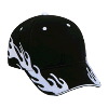Otto Cap Flame Pattern Brushed Cotton Twill Sandwich Visor Low Profile Pro Style Two Tone Color Caps Black/White/White