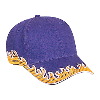 Otto Cap Flame Pattern Brushed Twill Low Profile Pro Style Caps Purple/Gold/White