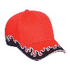 Otto Cap Flame Pattern Brushed Twill Low Profile Pro Style Caps Red/Black/White