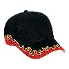 Otto Cap Flame Pattern Brushed Twill Low Profile Pro Style Caps Black/Red/Gold