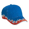 Otto Cap Flame Pattern Brushed Twill Low Profile Pro Style Caps Royal/Red/White