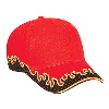 Otto Cap Flame Pattern Brushed Twill Low Profile Pro Style Caps Red/Black/Gold
