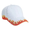 Otto Cap Flame Pattern Brushed Twill Low Profile Pro Style Caps White/Red/Gold