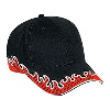 Otto Cap Flame Pattern Brushed Twill Low Profile Pro Style Caps Black/Red/White